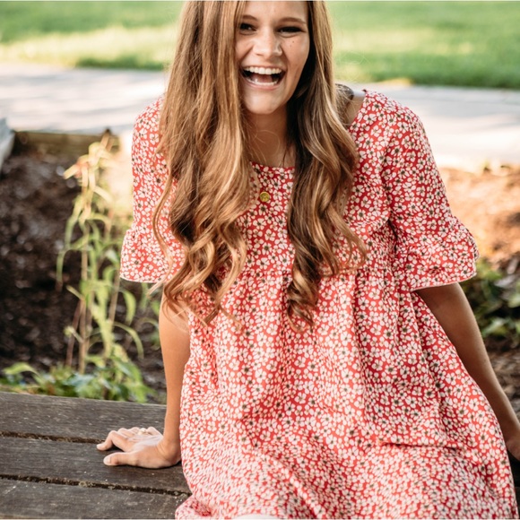 Red Floral Dress - Picture 2 of 5